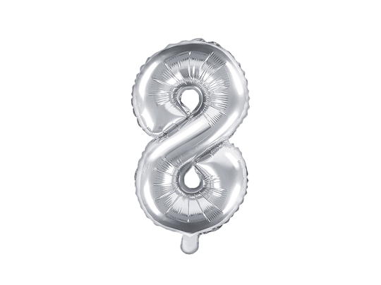 Ballon Mylar Numeral ''8'', 35cm, argenté