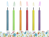 Bougies d'anniversaire Flammes colorées, Assortiment (1 pqt. / 6 pc.)