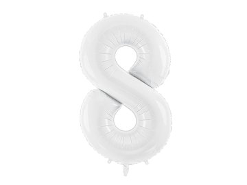 Ballon en aluminium Chiffre ''8'', 86 cm, blanc
