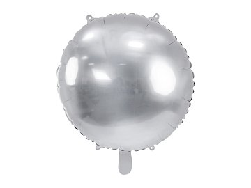 Balon foliowy okrągły Pastylka, 59 cm, srebrny
