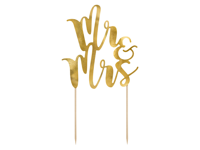 Tårttoppers – Mr & Mrs – guld – 25.5 cm