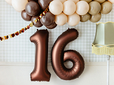 Balon foliowy Cyfra '6', 86cm, mocca