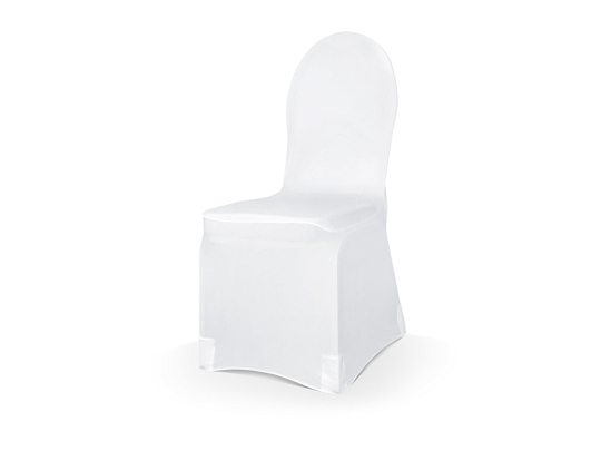 Elastic matt fabric chair cover, white