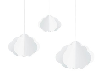 Hanging decoration Clouds, white, 17-28cm (1 pkt / 3 pc.)