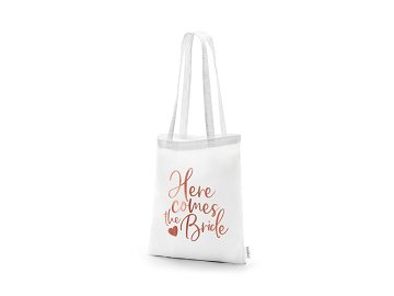 Tote bag - Here comes the bride, white, 39x42cm