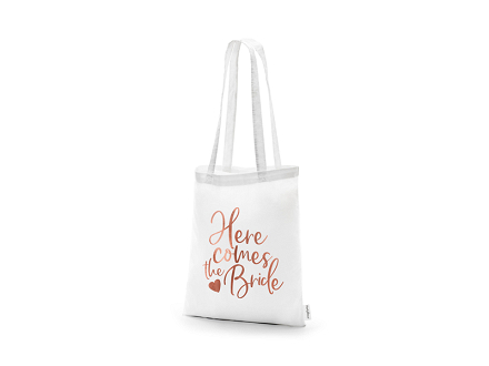 Tote bag - Here comes the bride, white, 39x42cm