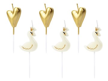 Birthday candles Lovely Swan, mix, 3.5-4cm (1 pkt / 6 pc.)