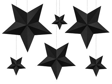 Decoration Stars, black (1 pkt / 6 pc.)