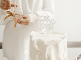 MR & MRS Acrylic Cake Topper, white, 16.5 cm