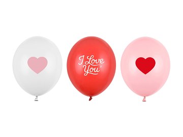 Balony 30 cm, I love you, mix (1 op. / 50 szt.)