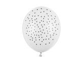 Ballons 30 cm, Pois, Blanc pur pastel (1 pqt. / 6 pc.)
