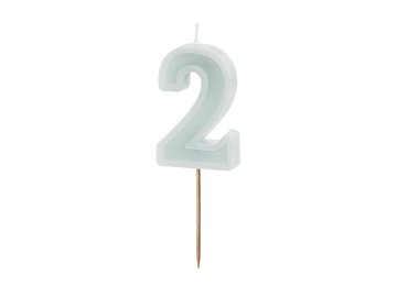 Birthday candle Number 2, light mint, 6 cm