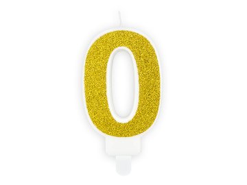 Birthday candle Number 0, gold, 7cm