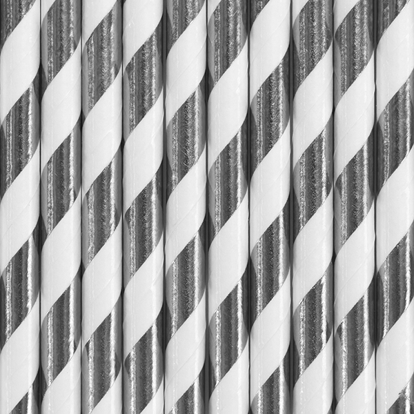 Sugrör – silver – 19.5 cm – 10-pack