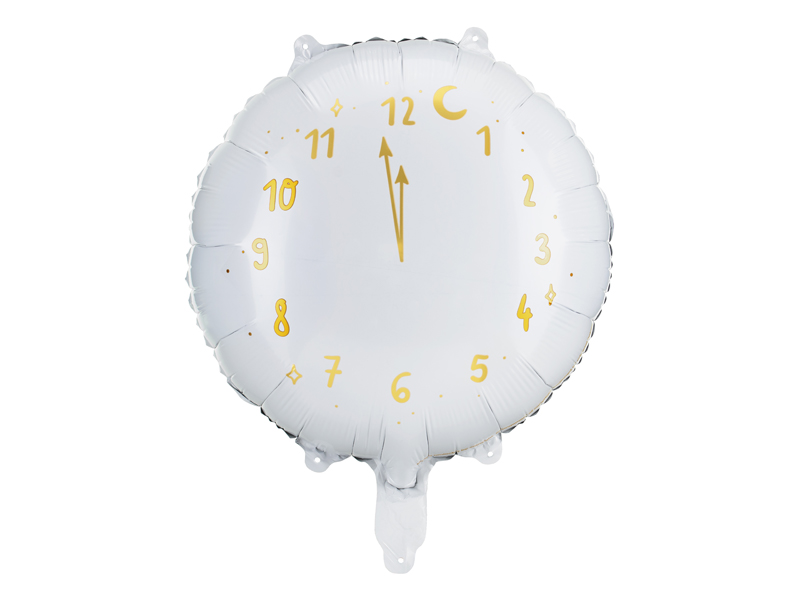 Folieballong – Klocka – vit – 45 cm
