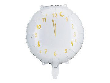 Folienballon Uhr, 45 cm, weiß