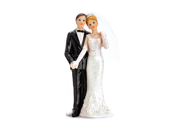 Figurine Jeunes mariés en Rouge 16 cm - Cake topper mariage pas cher -  Badaboum