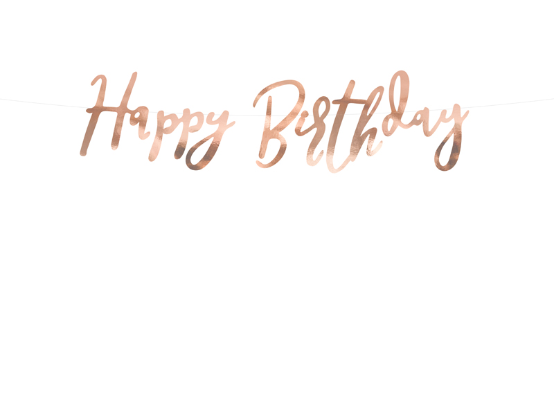 Flaggbanner – Happy Birthday – roseguld – 16.5x62 cm