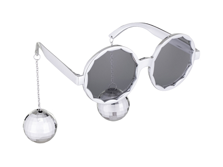 Okulary Kule disco, 16x6,5 cm, srebrny