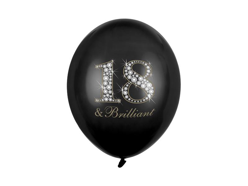 Latexballong – 18-årsdag – pastell – svart – 30 cm