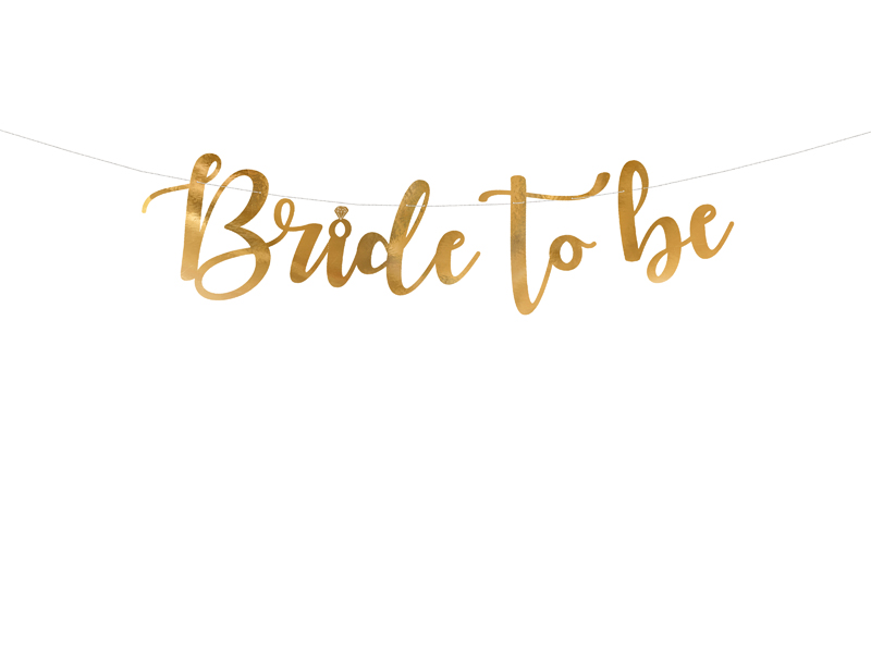 Flaggbanner – Bride To Be – guld – 80x19 cm