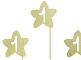 Cupcake toppers 1st Birthday, gold (1 pkt / 6 pc.)