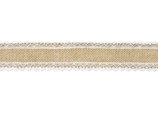 Jute tape with lace, 5x500cm