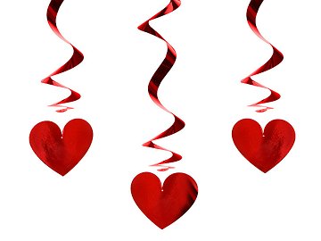 Swirls Hearts, red, 60cm (1 pkt / 3 pc.)