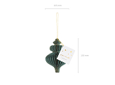 Paper honeycomb ornament Icicle, bottle green, 10x15 cm