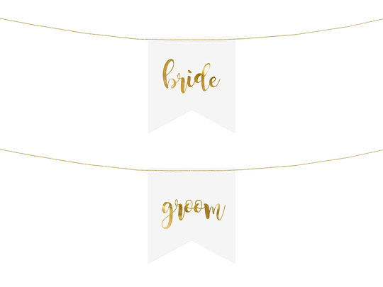 Chair signs - Bride Groom, gold (1 pkt / 2 pc.)