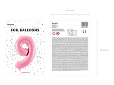 Foil Balloon Number ''9'', 86cm, pink