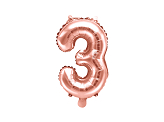 Balon foliowy Cyfra ''3'', 35cm, różowe złoto