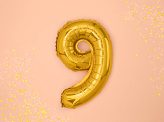 Foil Balloon Number ''9'', 35cm, gold