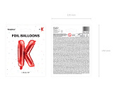 Balon foliowy Litera ''K'', 35cm, czerwony