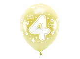 Balony Eco 33 cm, Cyfra '' 4 '', jasny złoty (1 op. / 6 szt.)