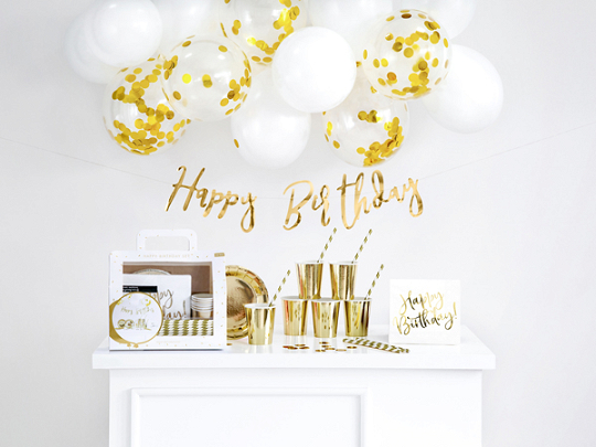 Party decorations set - Birthday, gold (1 pkt / 60 pc.)