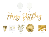 Party decorations set - Birthday, gold (1 pkt / 60 pc.)
