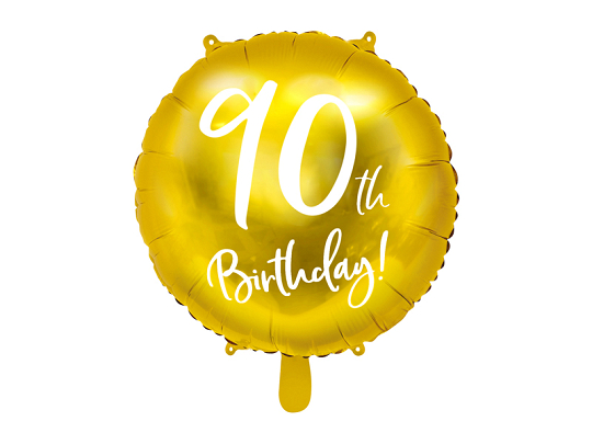 Balon foliowy 90th Birthday, złoty, 45cm