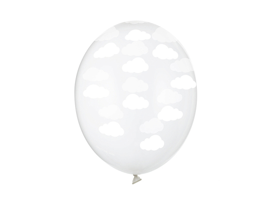 Balloons 30cm, Clouds, Crystal Clear (1 pkt / 6 pc.)