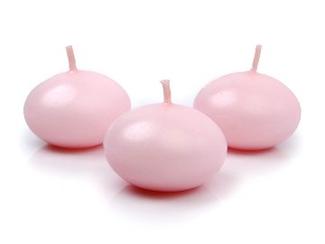 Floating candle disc, matt, pink, 4cm (1 pkt / 50 pc.)