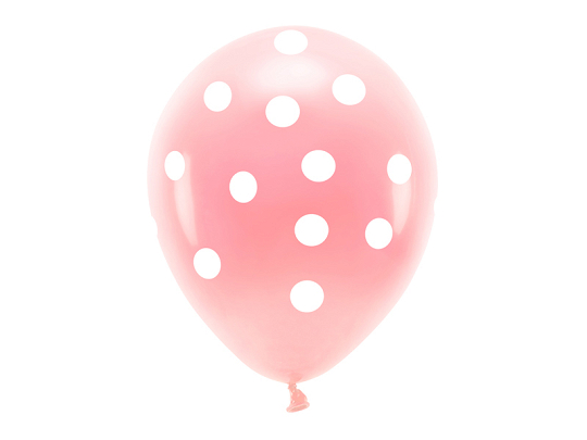 Balony Eco 33 cm pastelowe, Kropki, jasny różowy (1 op. / 6 szt.)