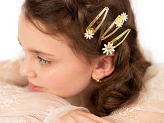 Hair clips Daisy, 5x1.5-2 cm, gold (1 pkt / 3 pc.)