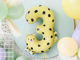 Foil balloon Number 3 - Cheetah, 68x98 cm, mix