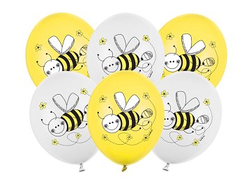 Balloons 30cm, Bees, Pastel Mix (1 pkt / 6 pc.)